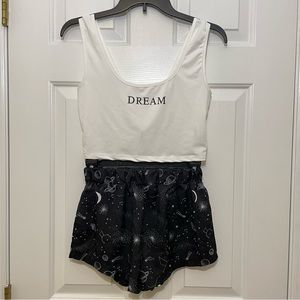 Shein 2 piece Black White Dream Sleepwear Set S
